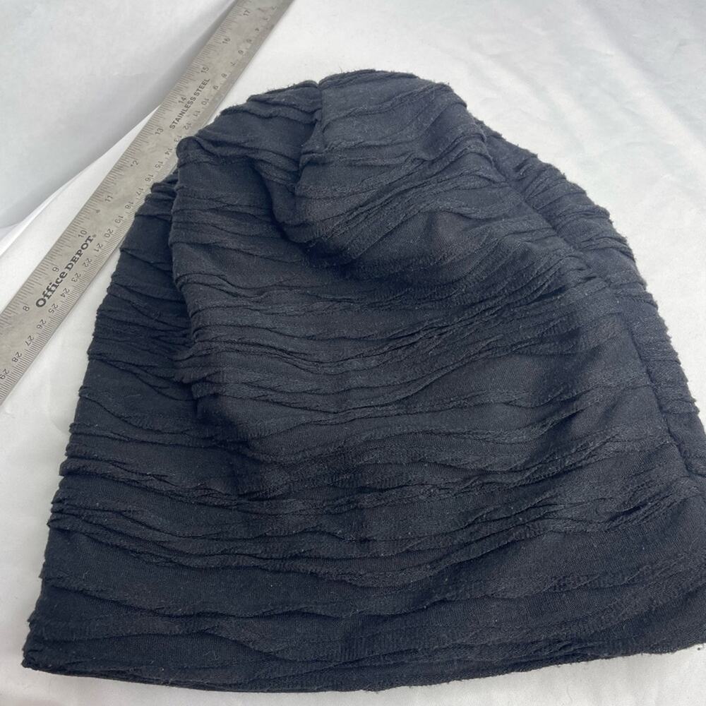 Unisex Black Textured Slouch Beanie – Dreadlock Cap, Boho Long Hair Fit